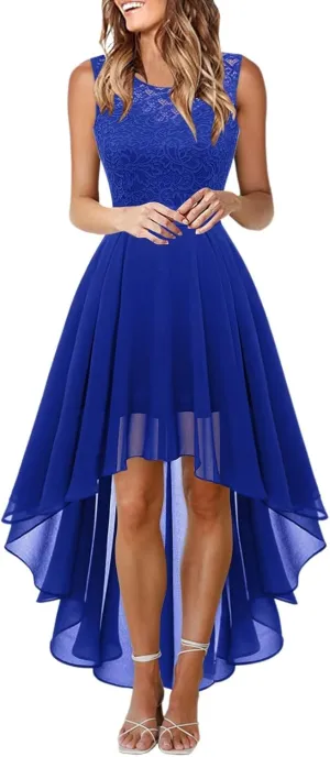 Women's Cocktail Dresses 2025 Trendy Elegant Lace Ruffle Hem Chiffon Dress Wedding Guest Evening Party Bridesmaid Dress
