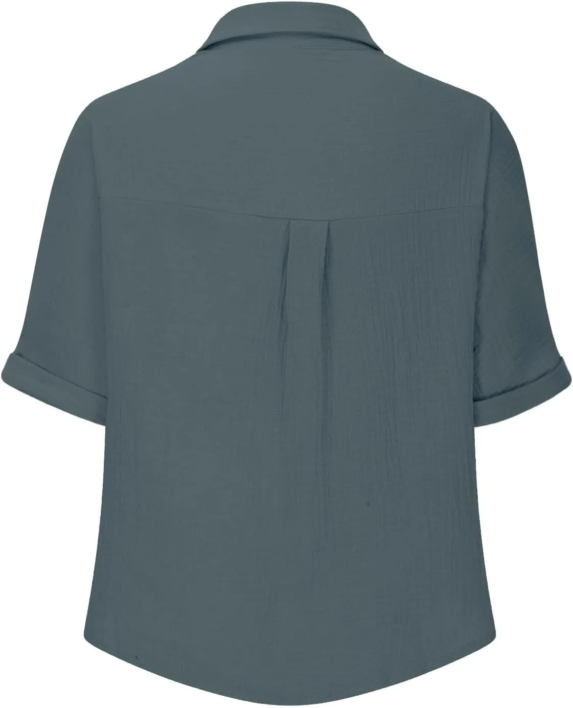 Womens Cotton Button Down Shirt Rolled Cuffed Short Sleeve Blouse Ladies Summer Casual V Neck Beach Cotton Tops