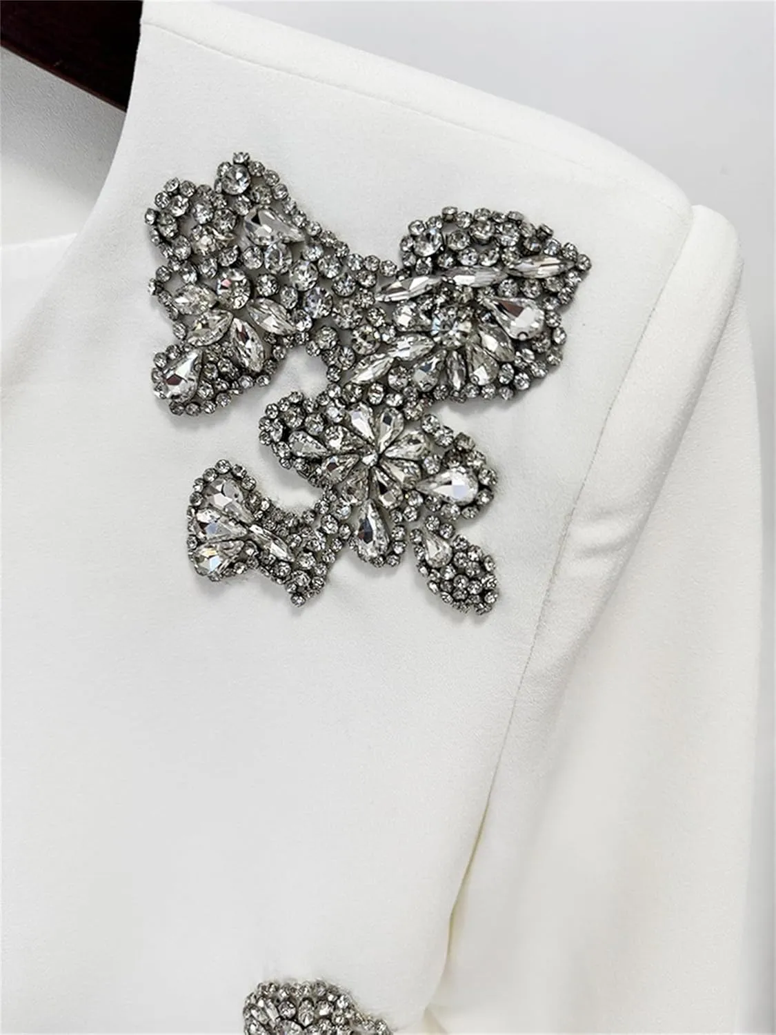 Women's Elegant 2 Pcs Skirt Set Diamonds Beades Round Neck High Waist Long Evening Party Skirt Suit Set