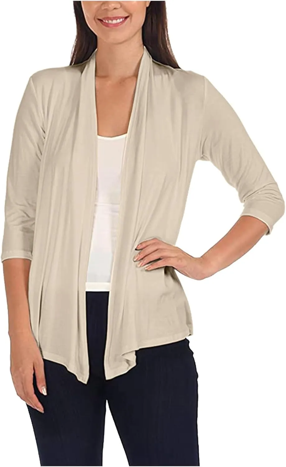 Women's Fashion Cardigan Sweater Cardigan Fall Fashion Checkered Coat Top Women Cardigan 3/4 Sleeves Open Front