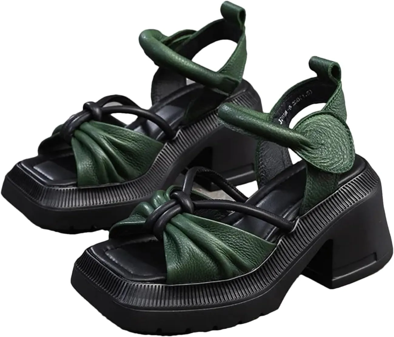 Women's Handmade Leather Sandals, Retro Embroidered Thick Sole Summer