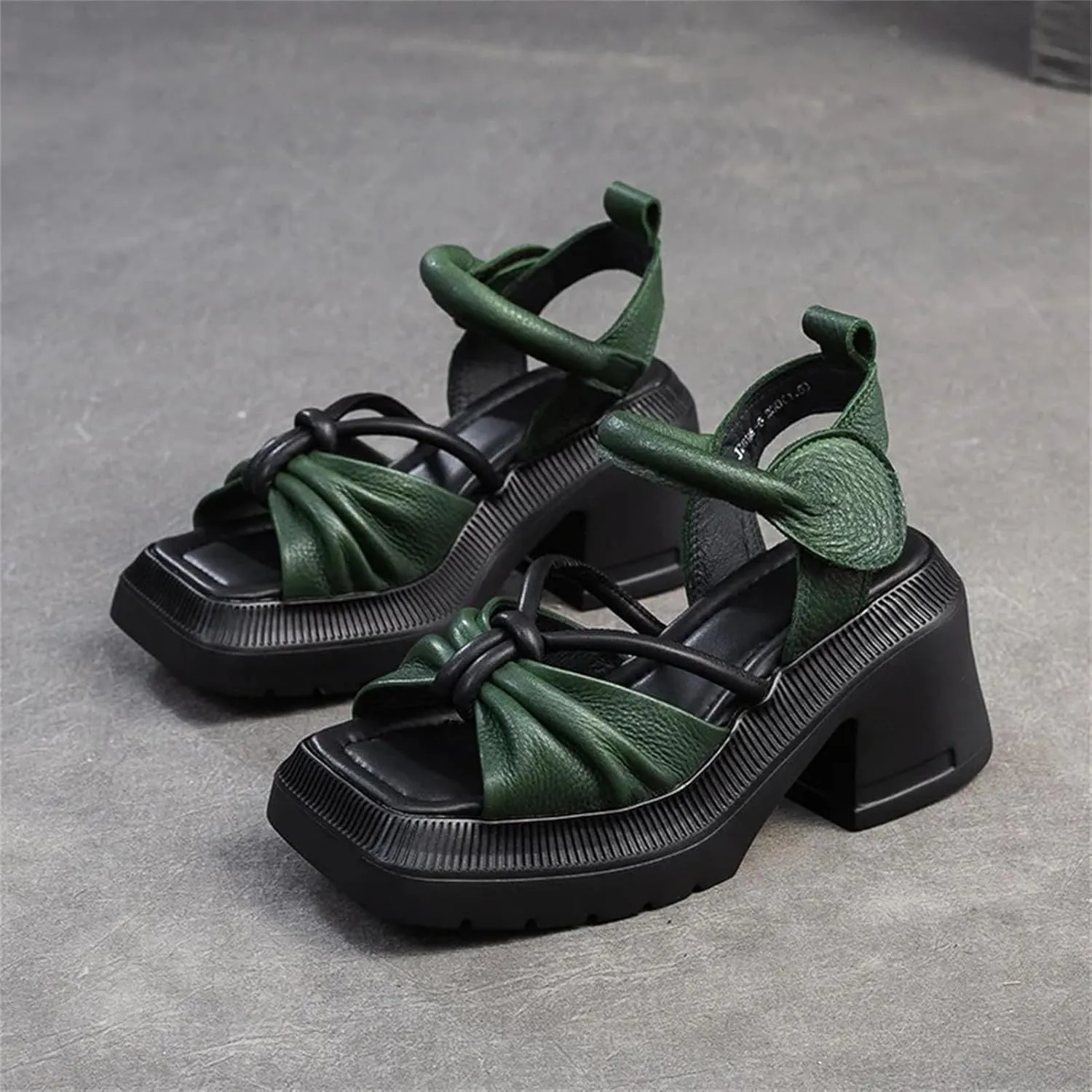 Women's Handmade Leather Sandals, Retro Embroidered Thick Sole Summer
