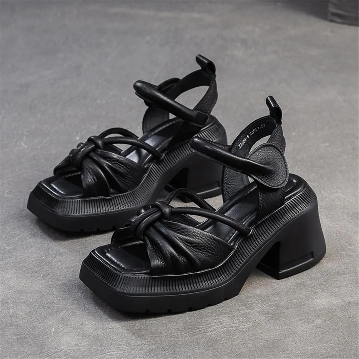 Women's Handmade Leather Sandals, Retro Embroidered Thick Sole Summer