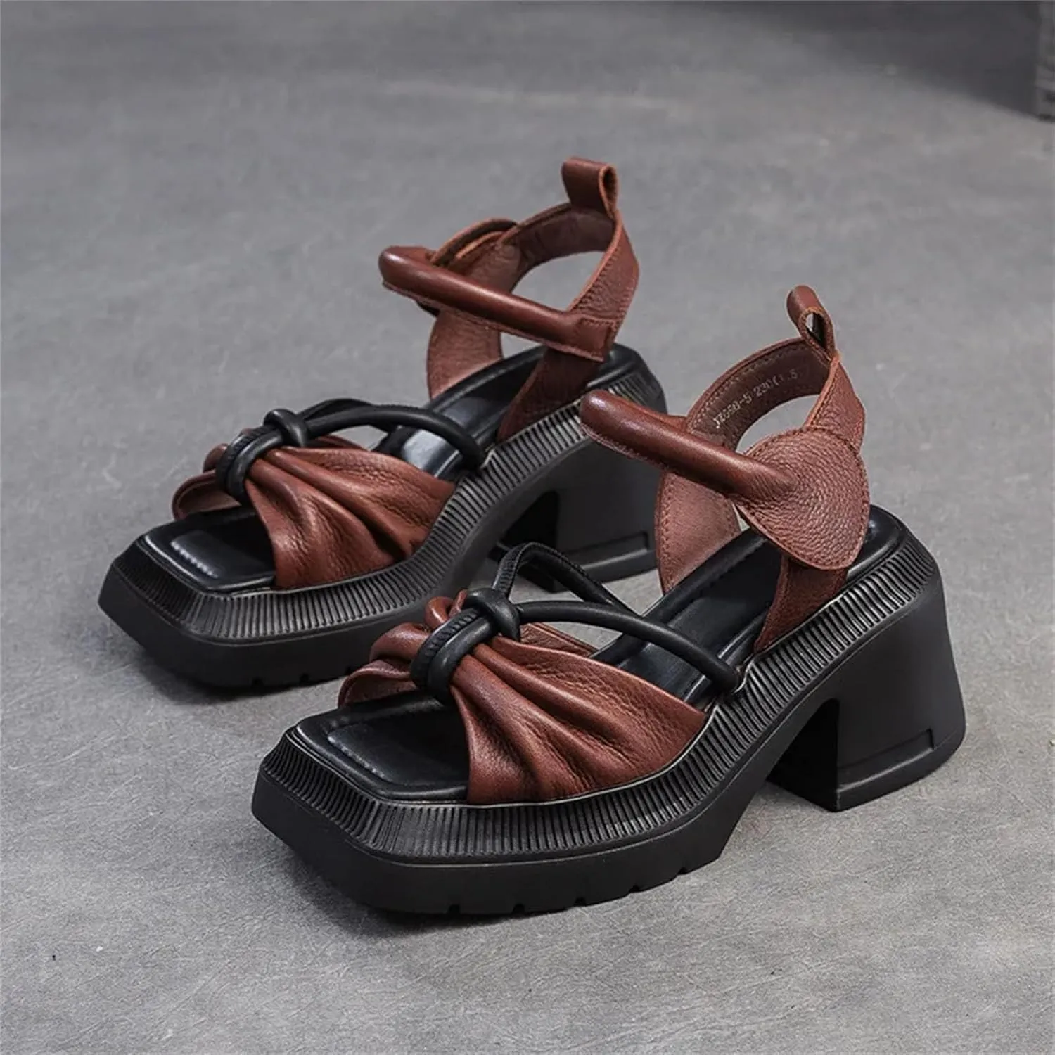 Women's Handmade Leather Sandals, Retro Embroidered Thick Sole Summer