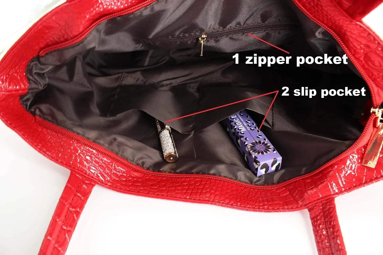 Womens Large Tote Shoulder Handbag Purse Travel Satchel Stylish Fuax Leather Crocodile Hobo Top Handle Bag