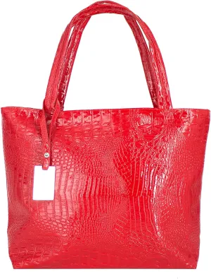 Womens Large Tote Shoulder Handbag Purse Travel Satchel Stylish Fuax Leather Crocodile Hobo Top Handle Bag