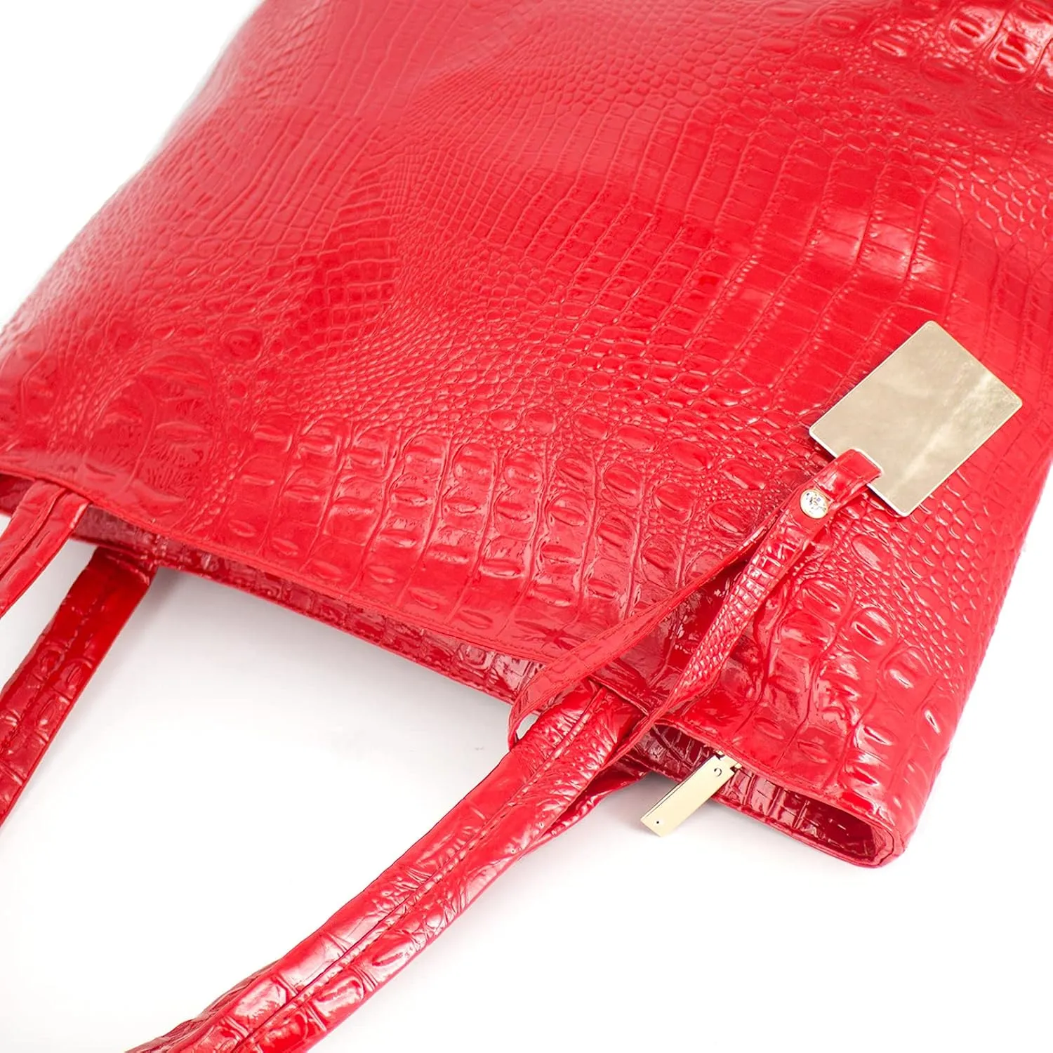 Womens Large Tote Shoulder Handbag Purse Travel Satchel Stylish Fuax Leather Crocodile Hobo Top Handle Bag