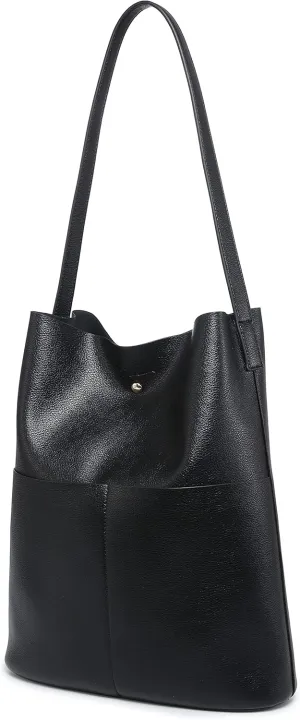 Women's Leather Tote Bag with Extra Front Pockets - Stylish, Lightweight, and Perfect for Work, Travel, and Daily Use