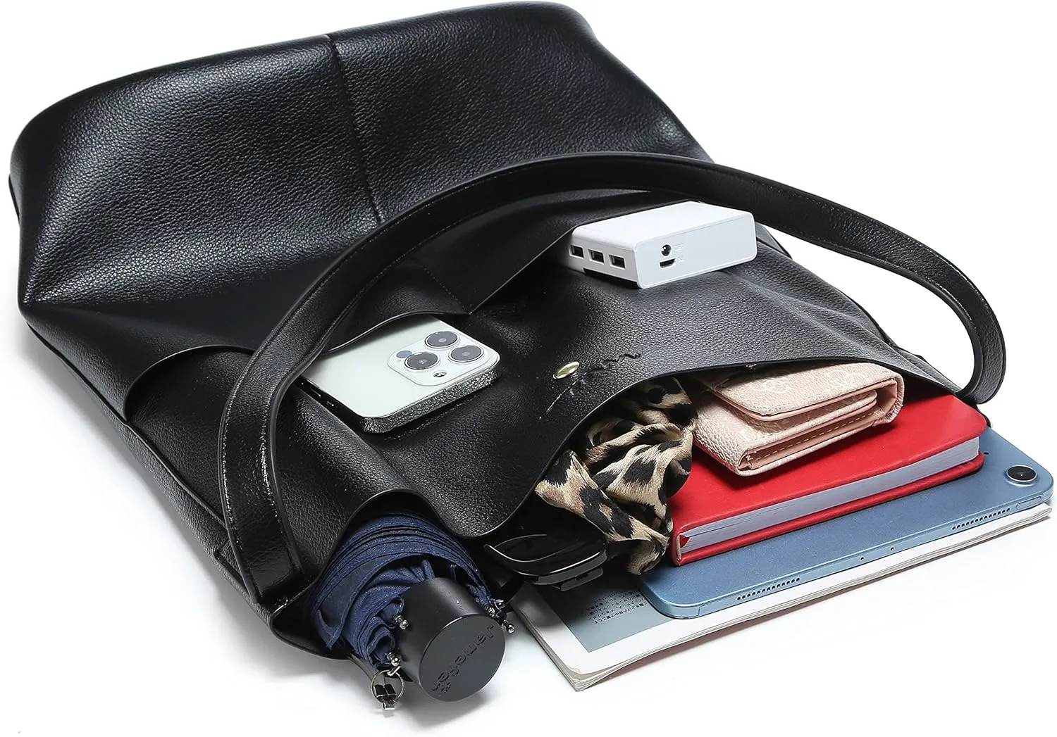 Women's Leather Tote Bag with Extra Front Pockets - Stylish, Lightweight, and Perfect for Work, Travel, and Daily Use