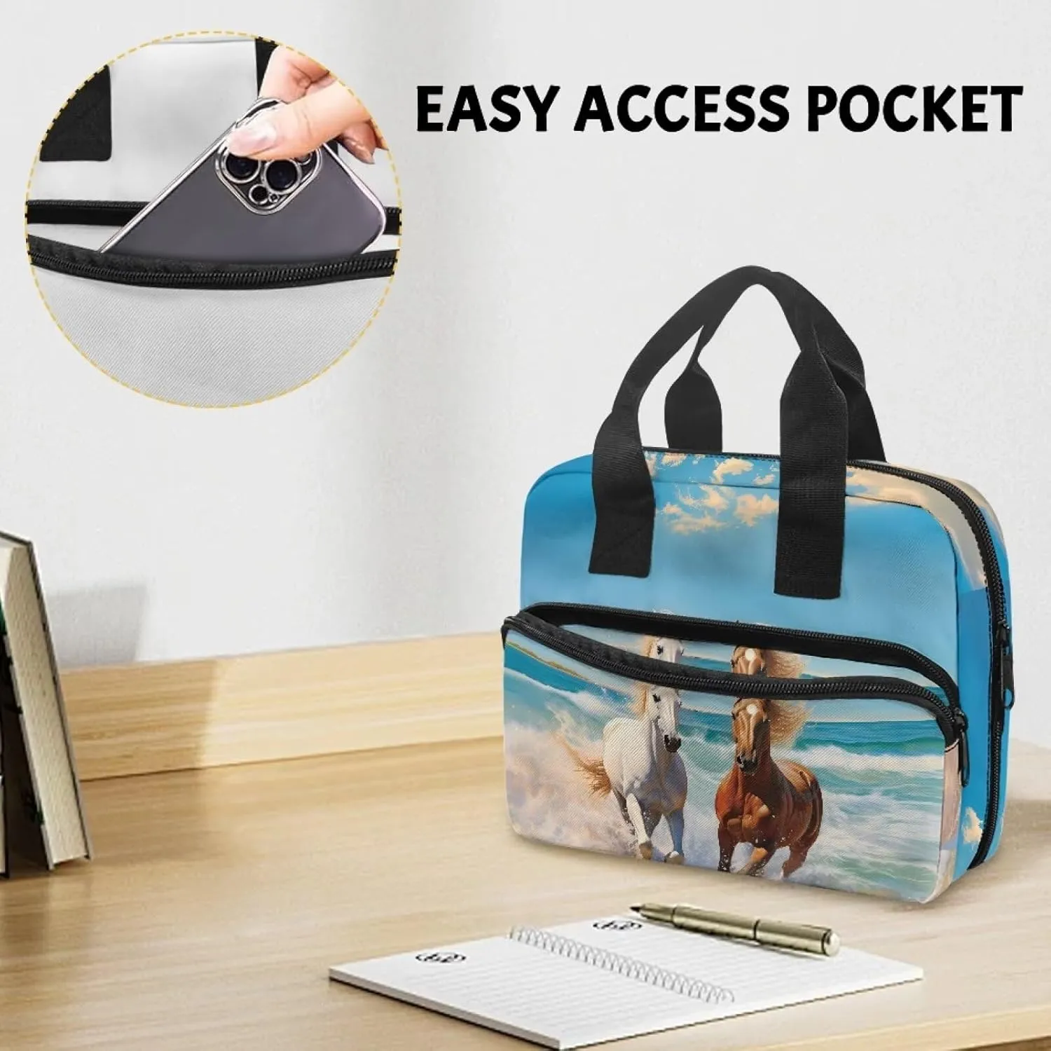 Womens Mens Bible Cover Inspirational Bible Carrying Case with Handle Zipper Church Organizer Bag for School