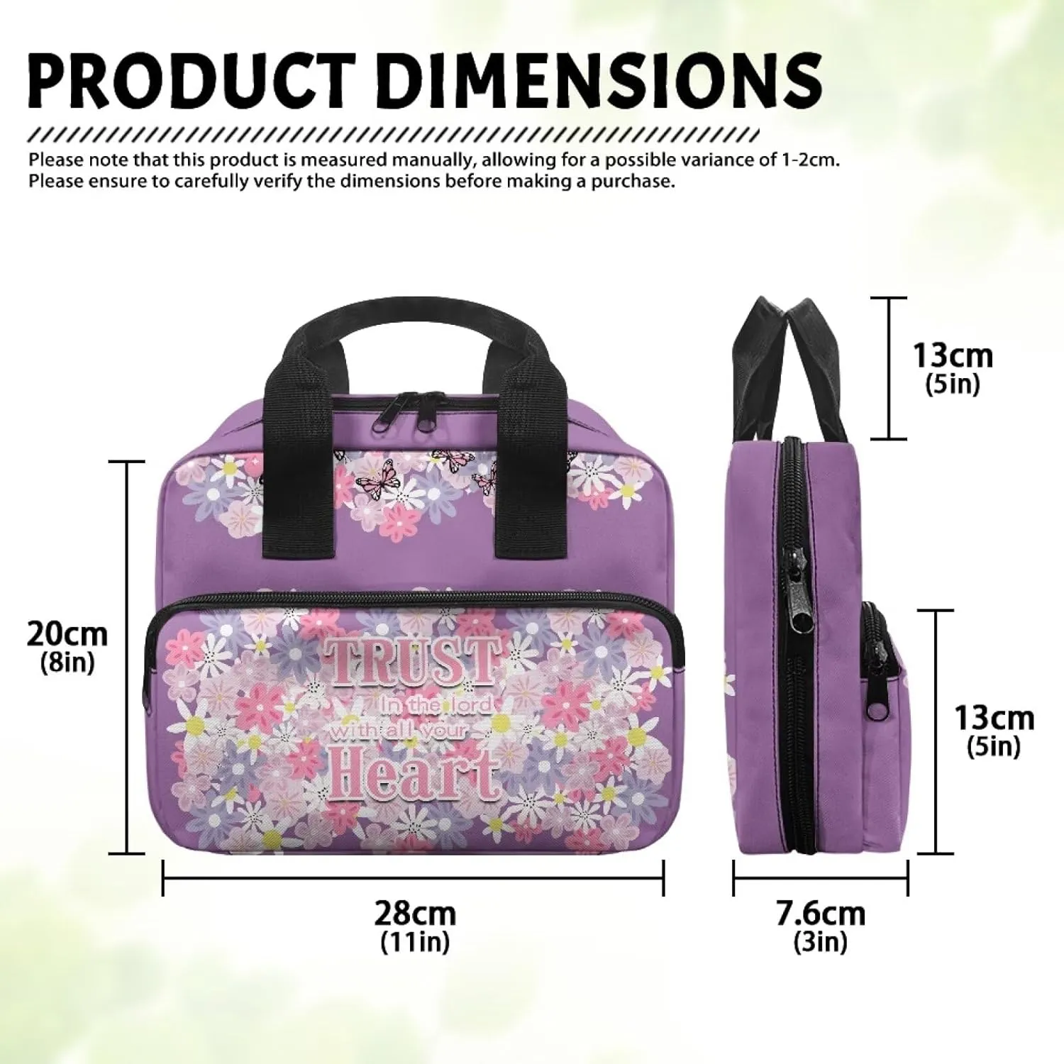 Womens Mens Bible Cover Inspirational Bible Carrying Case with Handle Zipper Church Organizer Bag for School