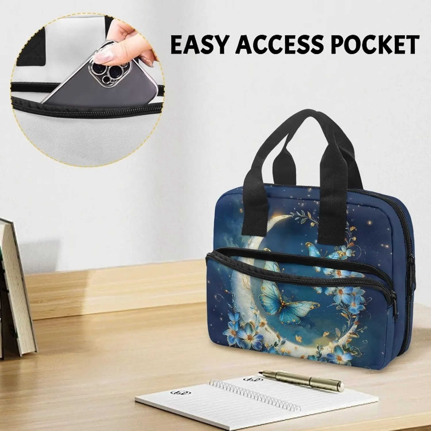 Womens Mens Bible Cover Inspirational Bible Carrying Case with Handle Zipper Church Organizer Bag for School