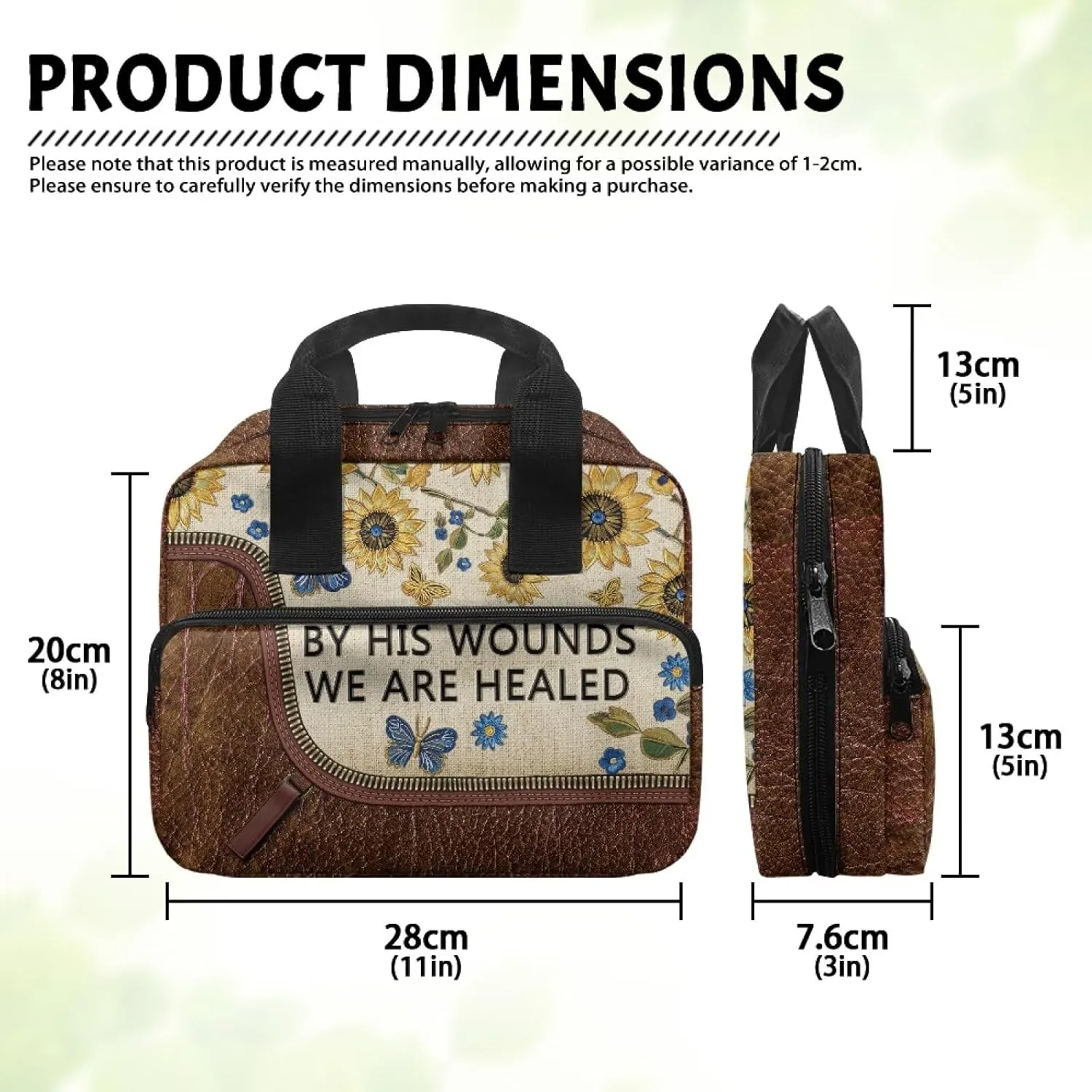 Womens Mens Bible Cover Inspirational Bible Carrying Case with Handle Zipper Church Organizer Bag for School