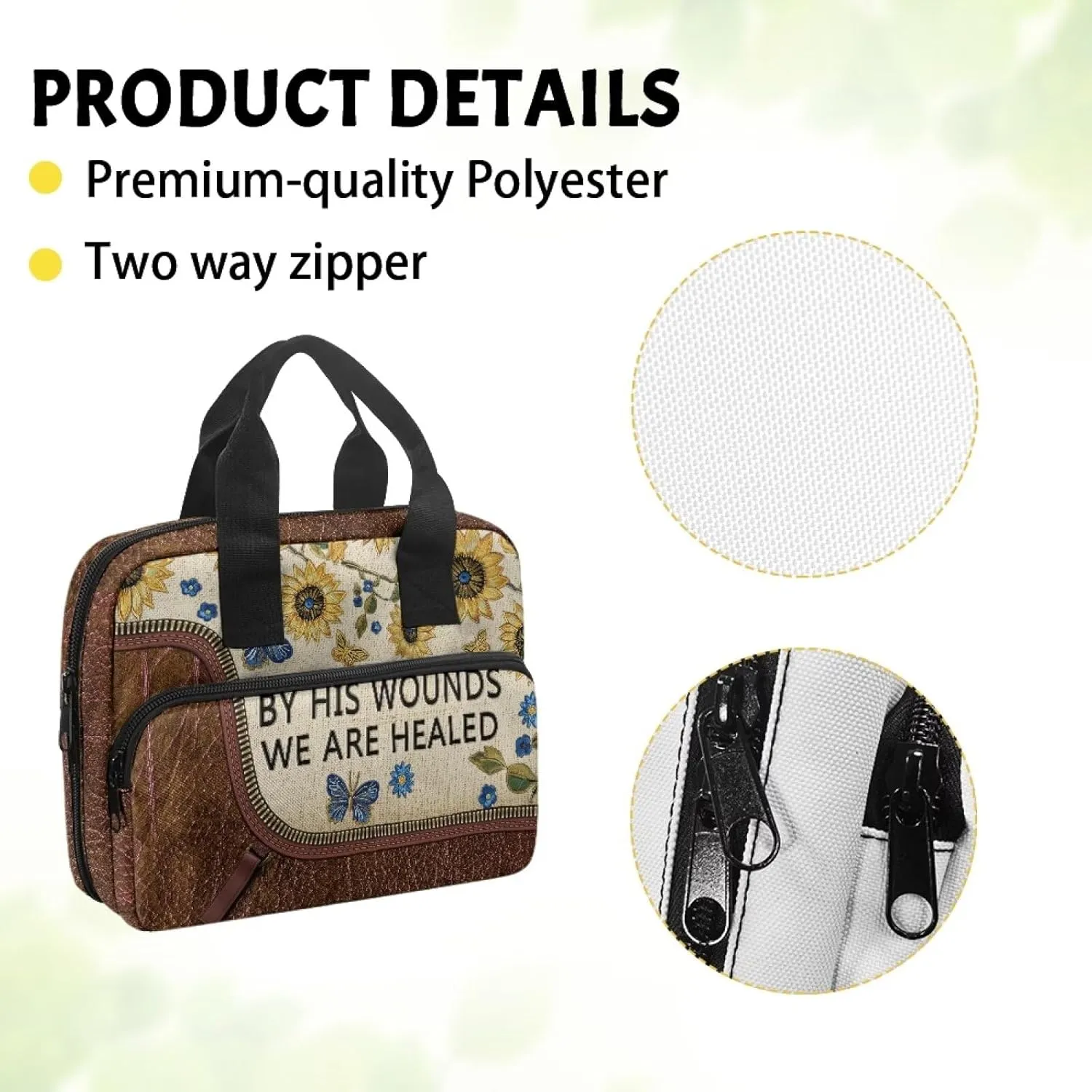 Womens Mens Bible Cover Inspirational Bible Carrying Case with Handle Zipper Church Organizer Bag for School