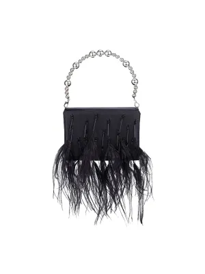 Women's Orstrich Feather Beaded Clutch Bags