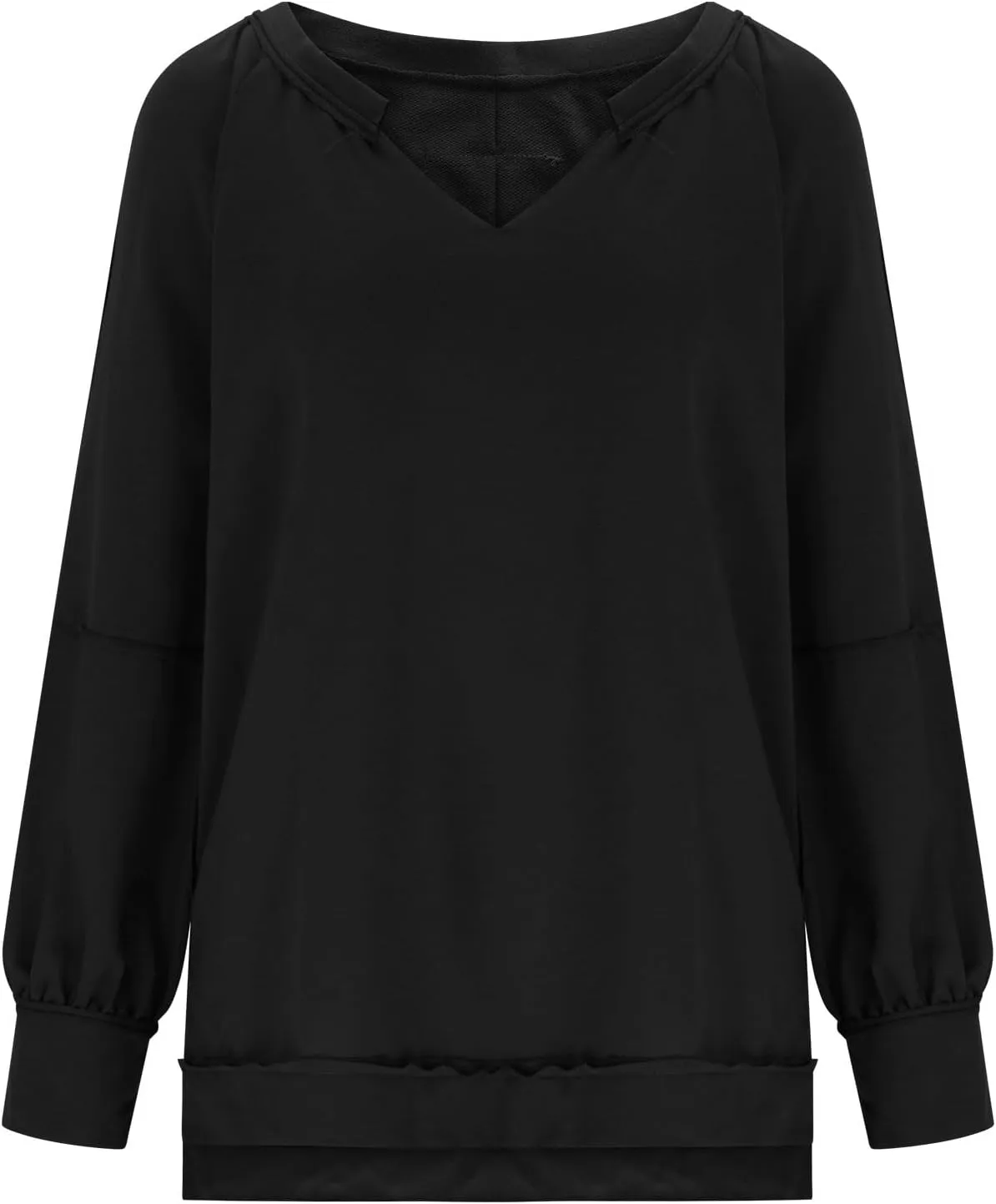 Womens Plus Size Tops Elegant Sexy Long Sleeve V Neck Causal Shirts Fashion Solid Asymmetrical Hem Blouse Spring Tops
