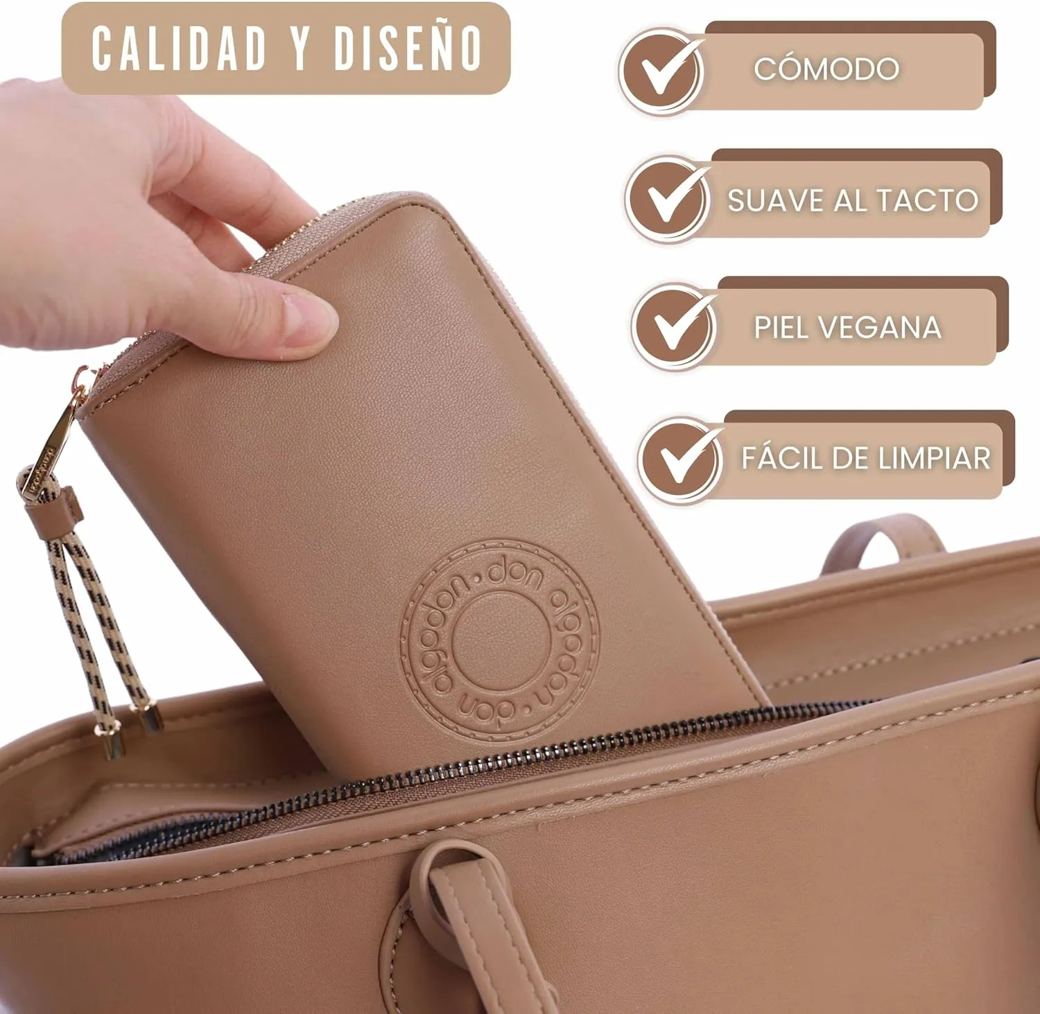 Women's Wallet and Purses, Beige, Estándar