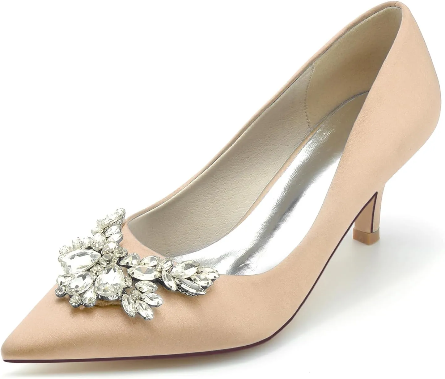 Women's Wedding Party Rhinestones Shoes Pointed Toe Lace Evening Shoes Low Heel Prom Dress Bridal Shoes