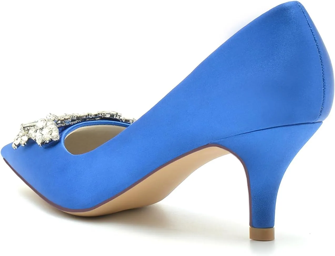 Women's Wedding Party Rhinestones Shoes Pointed Toe Lace Evening Shoes Low Heel Prom Dress Bridal Shoes