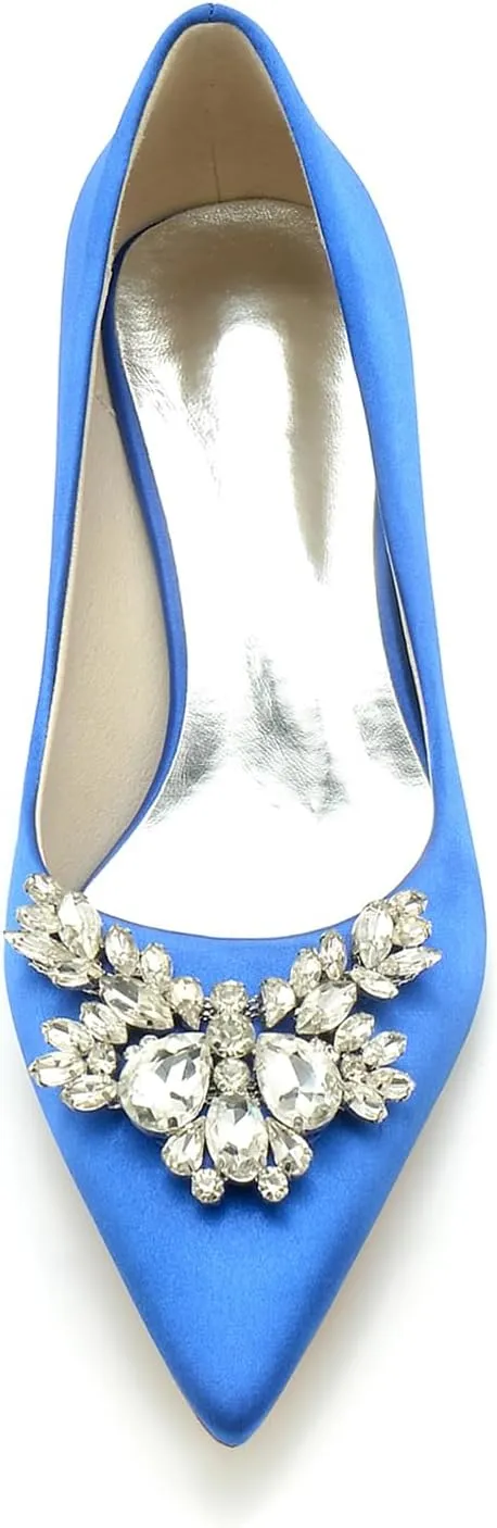 Women's Wedding Party Rhinestones Shoes Pointed Toe Lace Evening Shoes Low Heel Prom Dress Bridal Shoes