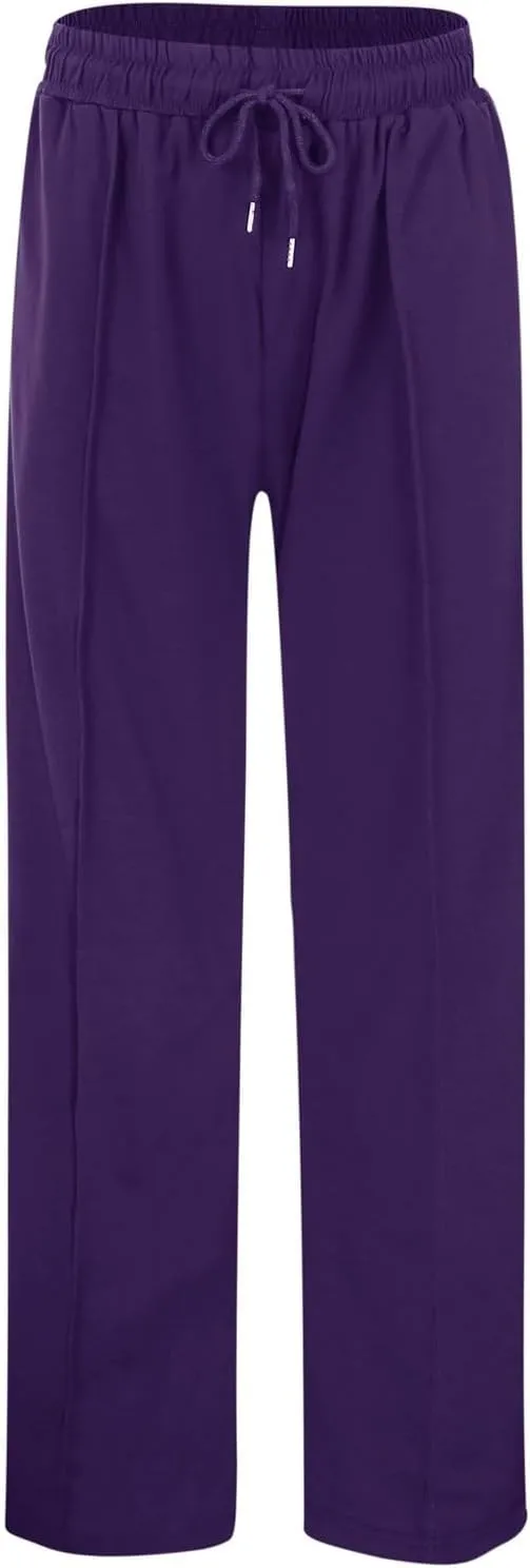 Women's Wide Leg Sweatpant High Waist Baggy Casual Elastic Drawstring Workout Active Joggers Pants with Pockets