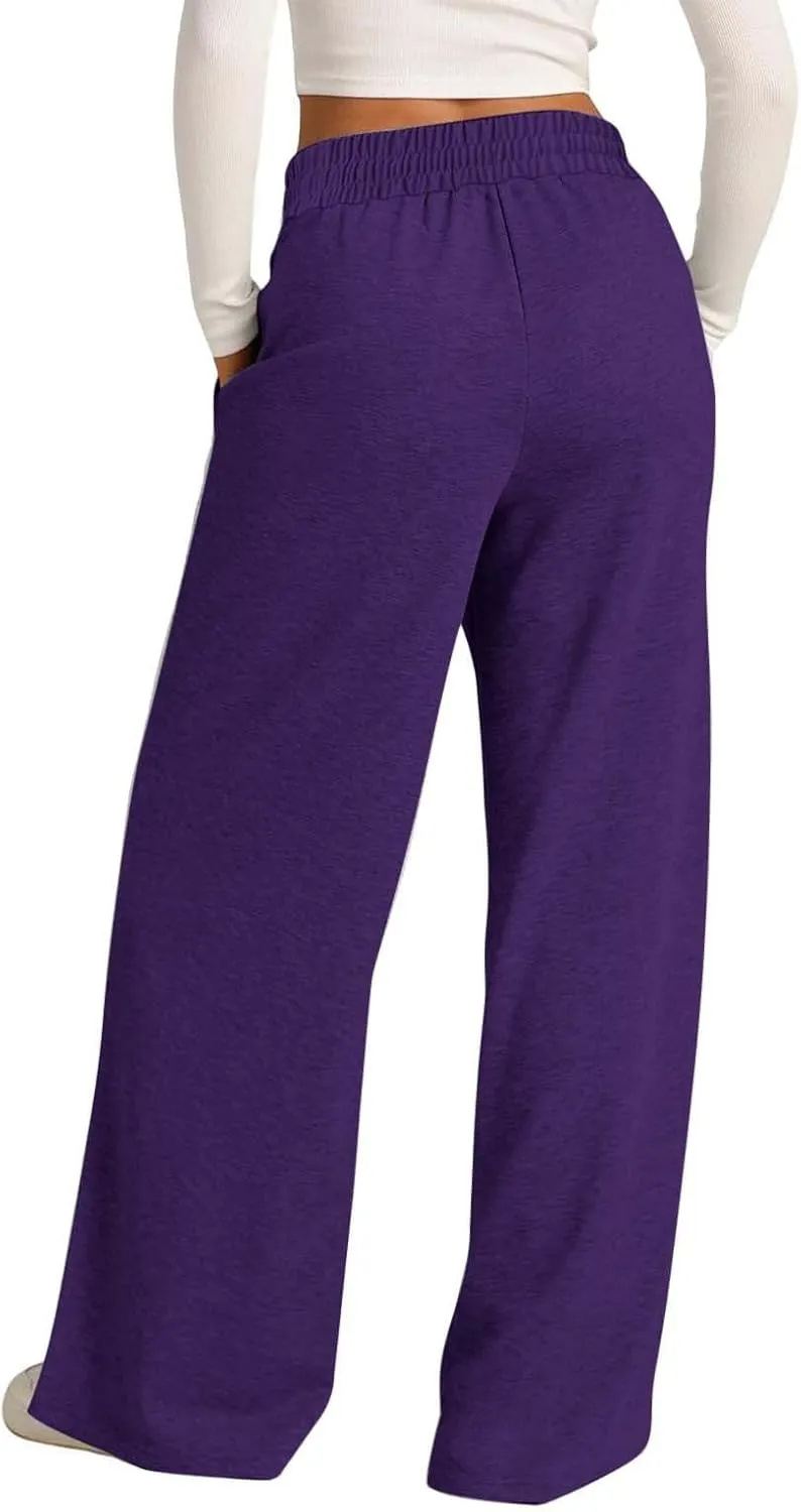 Women's Wide Leg Sweatpant High Waist Baggy Casual Elastic Drawstring Workout Active Joggers Pants with Pockets