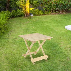 Wood Folding Picnic Table,Small Folding Table,Portable Design Space-Saving,for Outdoor, Beach, Picnic, Backyards, BBQ and Party,17.95" L x17.95 W x 17.95" H (Natural Wood)