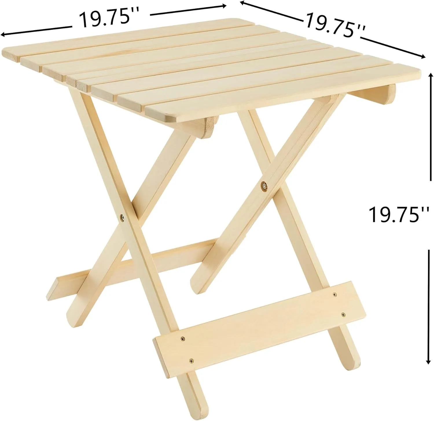 Wood Folding Picnic Table,Small Folding Table,Portable Design Space-Saving,for Outdoor, Beach, Picnic, Backyards, BBQ and Party,17.95" L x17.95 W x 17.95" H (Natural Wood)