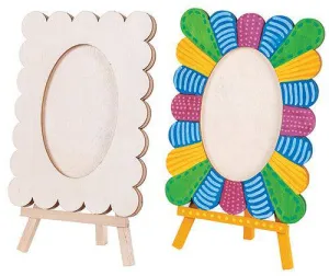 Wooden Wavy Photo Frame 11 x 15cm   Easel Pack of 5