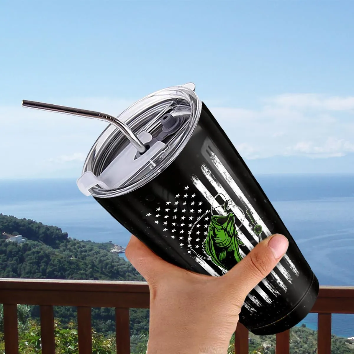 wowcugi Tumbler Stainless Steel 20oz Cup Gifts for Men Women (Fishing)