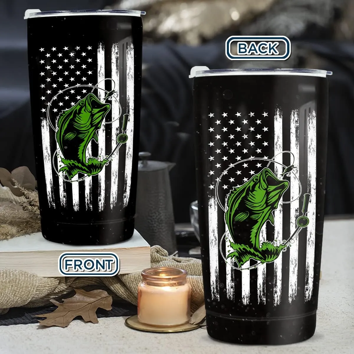 wowcugi Tumbler Stainless Steel 20oz Cup Gifts for Men Women (Fishing)