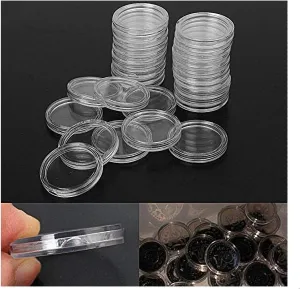 Xiaolanwelc@ 100Pcs/Set 32mm Clear Coin Capsules Case Coins Holders Specie Container Storage Boxes Organizer Collectibles (32 mm)