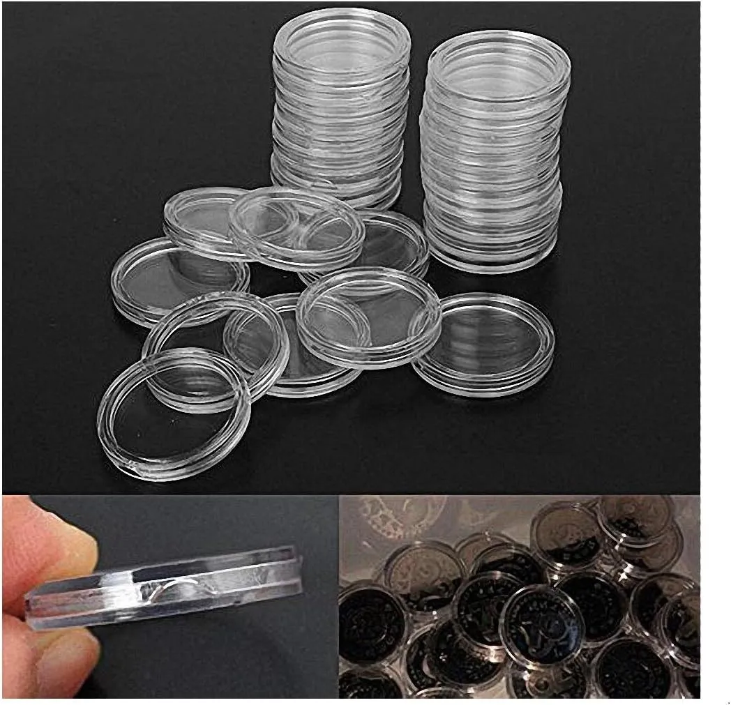 Xiaolanwelc@ 100Pcs/Set 32mm Clear Coin Capsules Case Coins Holders Specie Container Storage Boxes Organizer Collectibles (32 mm)