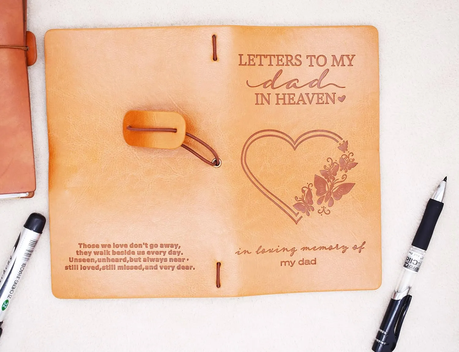 XPL Father Memorial Remembrance Gift-Bereavement Gift-Refillable Travel Photo Diary Journal-Those We Love Don't Go Away-Letters to My Dad in Heaven,In Loving Memory-Sympathy Gifts for Loss of Dad
