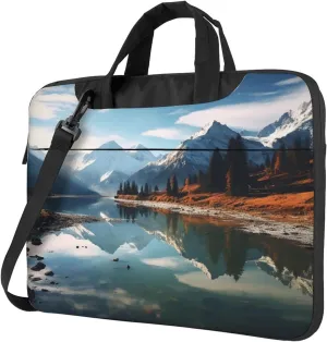 Xzeit Mountains surround the lake Laptop Bag for Women Men 15.6" Computer Sleeve Business Travel Briefcase Messenger Bag