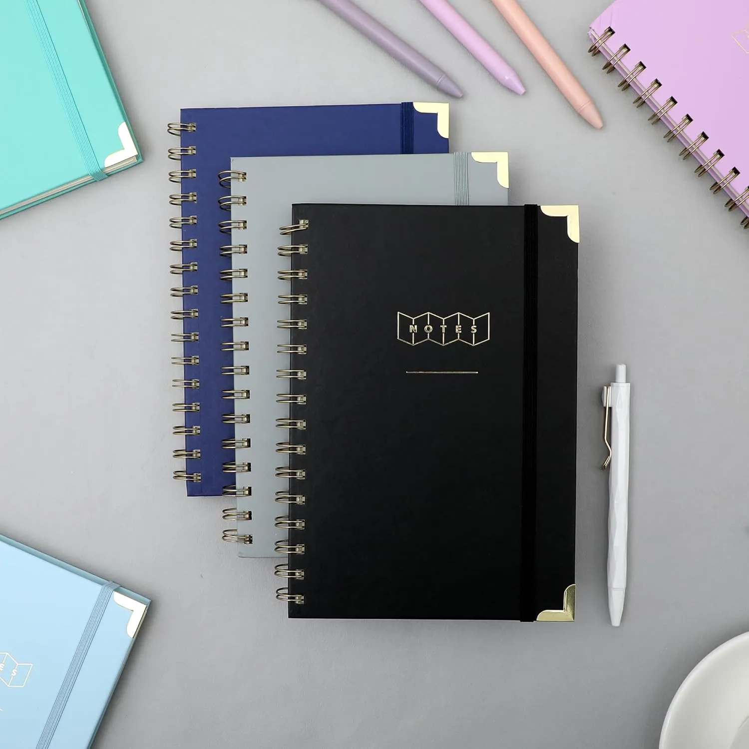 Yoment 3 Pack Hardcover Spiral Notebook College Ruled Notebook Journal A5 Small Spiral Notebook 5x7 160 Pages Spiral Notebooks for Work Note Taking Notebook for School,3 Color