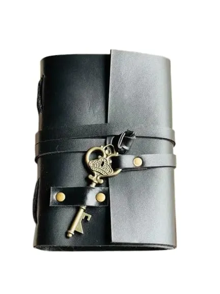 yonnogifts Key Closure Leather Journal – Handmade Vintage Notebook | Plain Paper Writing Diary for Travel, Gifting & Personal Use