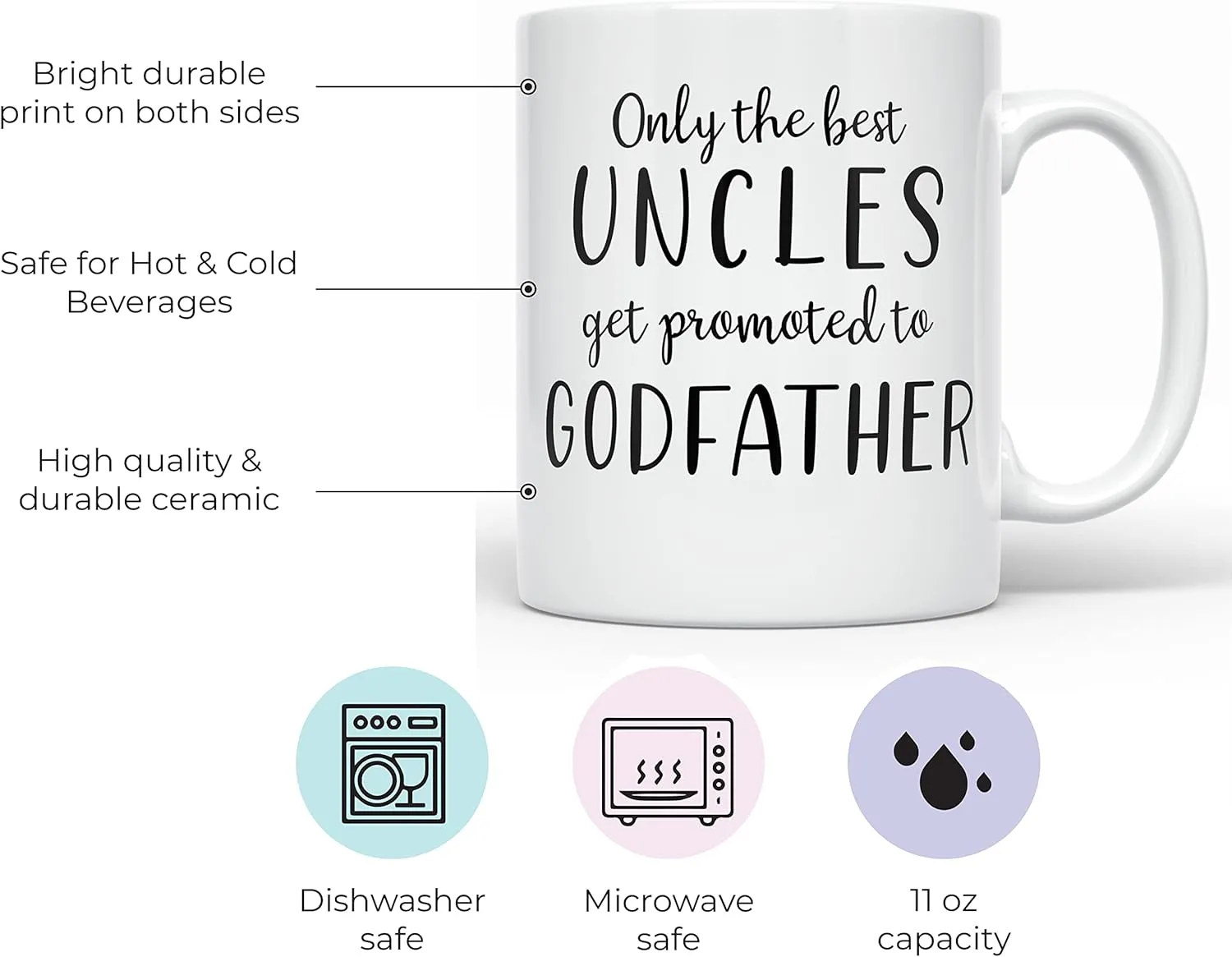 YouNique Designs Will You Be My Godparents Proposal Gift Mug, 11 Ounces, Funny Godfather Gifts from Godchild, Will You Be My Godfather Proposal Ideas, Fathers Day Mugs for Godfather (White)