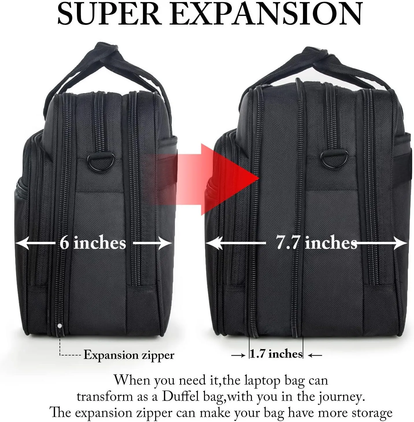 Ytonet Gaming Laptop Briefcase 18 Inch, Expandable Extra Large Case for Computer, Water Resistant Bag for Men With Luggage Strap, Work Travel Carrying Case, Black