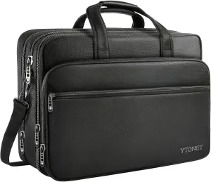Ytonet Gaming Laptop Briefcase 18 Inch, Expandable Extra Large Case for Computer, Water Resistant Bag for Men With Luggage Strap, Work Travel Carrying Case, Black