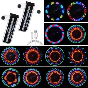 Zacro Bike Wheel Lights, 2 Pack LED Bike Spoke Lights, Safety 32 Bright Patterns Bike Tire Lights for Kids & Adult, Waterproof Bicycle Rim Lights for Night Riding, Basic/Upgraded Rechargeable Model