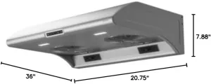 Zephyr AK2136C Typhoon 850 CFM 36 Inch Wide Under Cabinet Range Hood with LED Lights - Stainless Steel