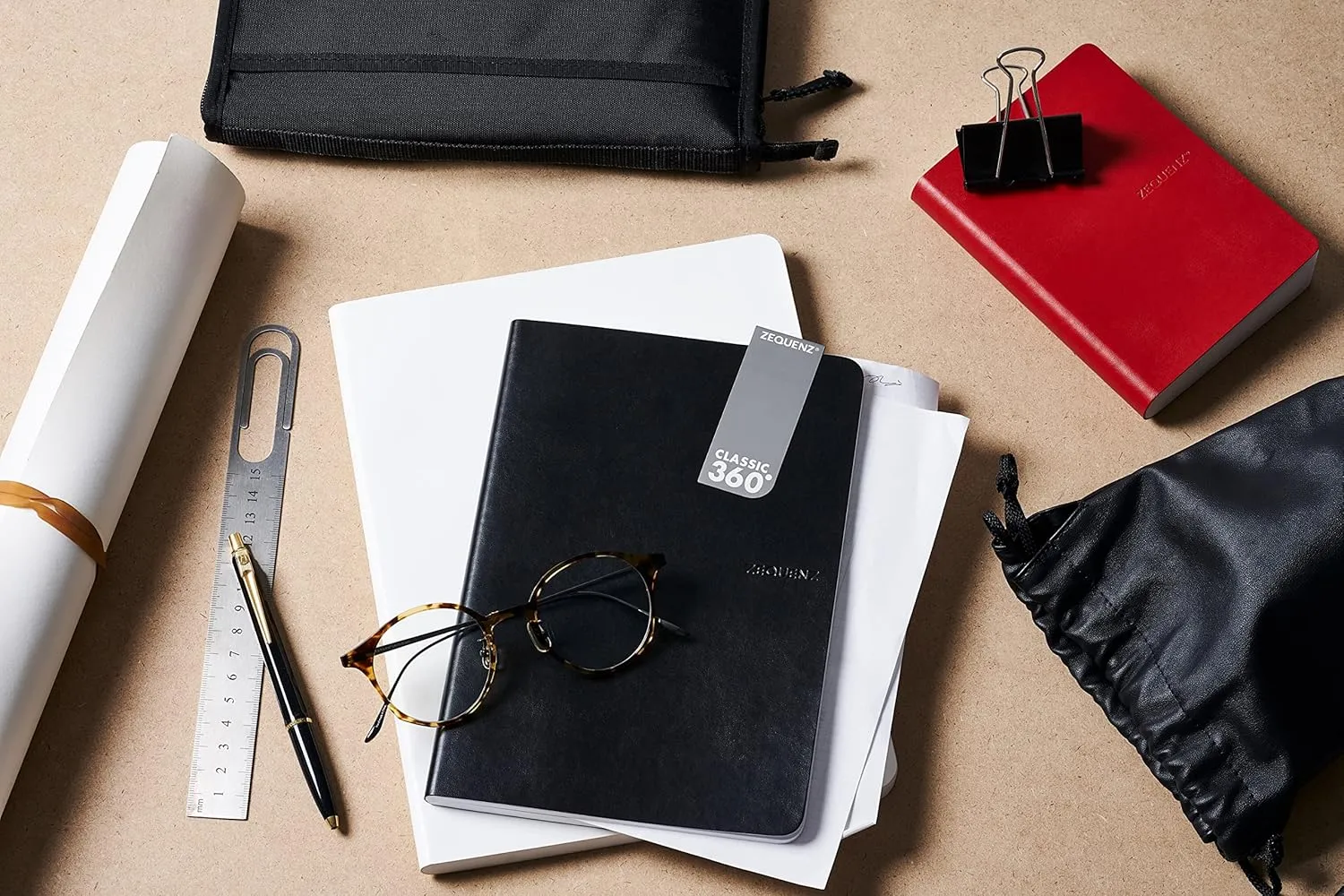 Zequenz Classic 360 Signature Series, Size: A5 Large, Color: Red, Paper: Ruled, Soft cover Notebook, Soft Bound Journal, 5.75" x 8.25", 140 sheets / 280 pages, Ruled, Lined paper