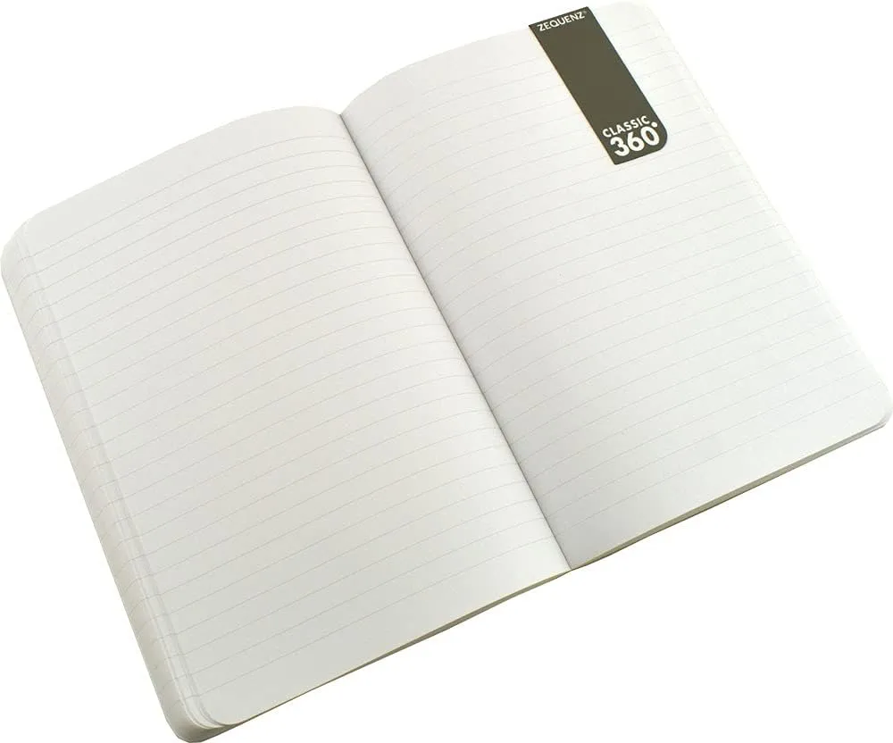 Zequenz Classic 360 Signature Series, Size: A5 Large, Color: Red, Paper: Ruled, Soft cover Notebook, Soft Bound Journal, 5.75" x 8.25", 140 sheets / 280 pages, Ruled, Lined paper