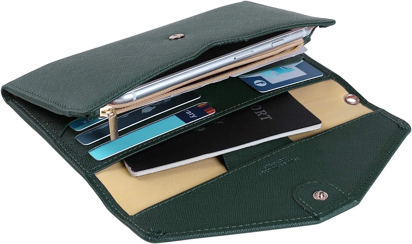 ZOPPEN Passport Holder Women Travel Wallet (Ver.5) for Women Rfid Blocking Passport Cover Case Document Organizer Wrist Strap