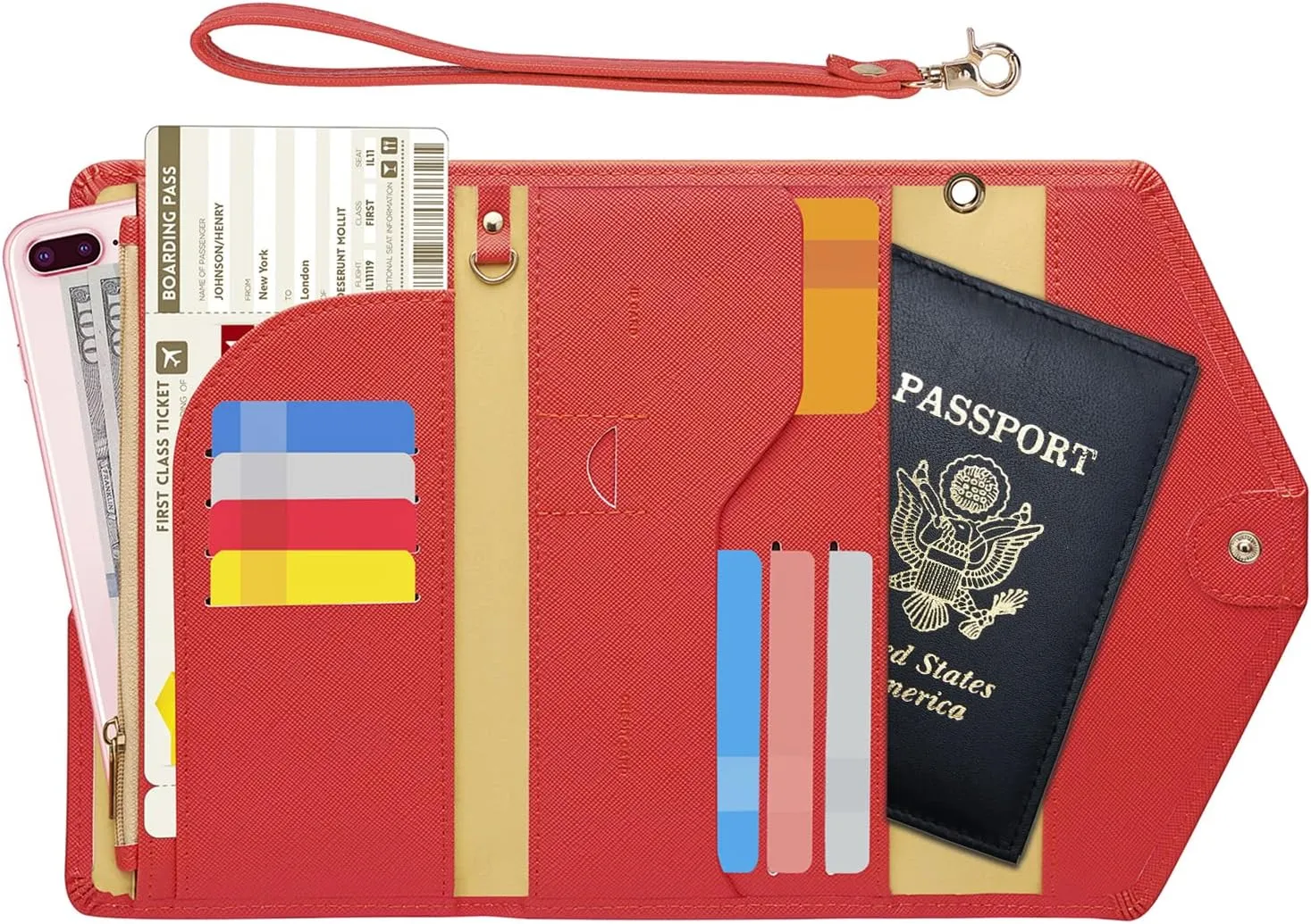 ZOPPEN Passport Holder Women Travel Wallet (Ver.5) for Women Rfid Blocking Passport Cover Case Document Organizer Wrist Strap