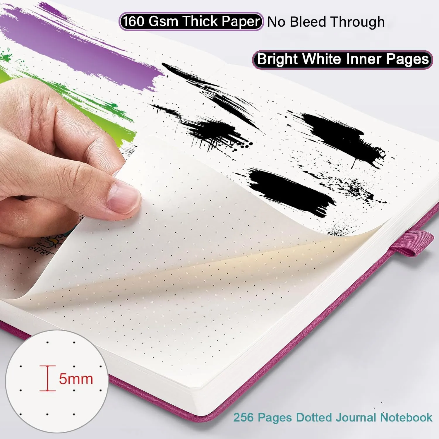 ZXHQ A5 Bullet Dotted Journal Notebook for Women -150gsm Thick Paper, 256 Pages, Dot Grid Hardcover, Tree of Life Design, Fine Inner Pocket - 5.9" × 8.5" Pink